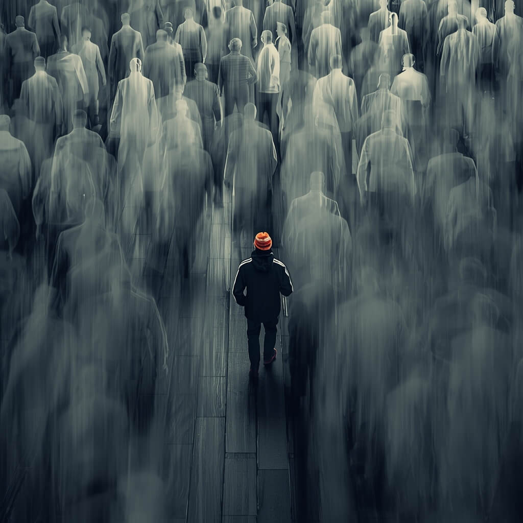 Pessoa caminhando livremente em uma estrada aberta, representando liberdade de expectativas